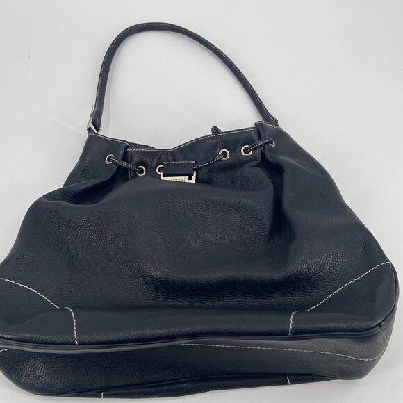 Lamberston Truex black leather drawstring shoulder bag - Picture 4 of 11